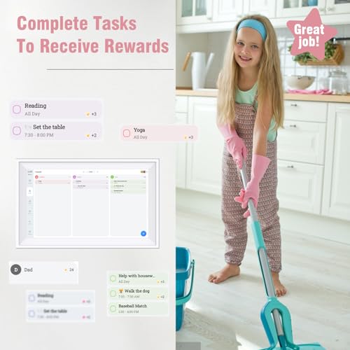 Tbltaca Digital Calendar 15.6" 64GB, Smart Electronic Calendar for Family Sharing To Do Chores Meal 30-Day Habit Planner Interactive Touch Screen Star Rewards,Wall and Desk Mountable for Seamless Scheduling - Image 4