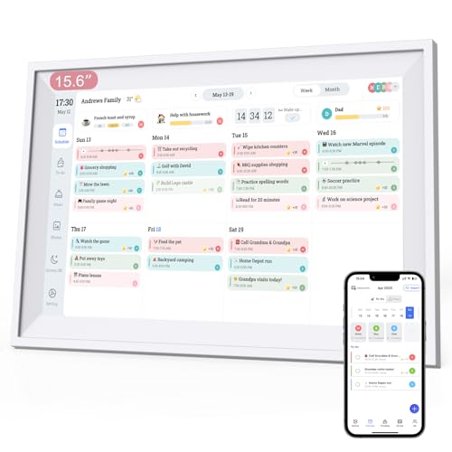 Tbltaca Digital Calendar 15.6" 64GB, Smart Electronic Calendar for Family Sharing To Do Chores Meal 30-Day Habit Planner Interactive Touch Screen Star Rewards,Wall and Desk Mountable for Seamless Scheduling - Image 1