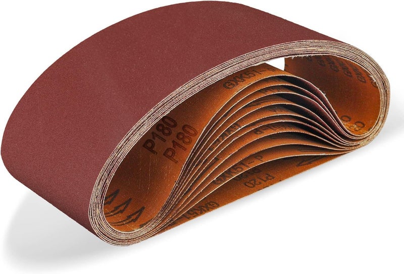 POTUINOM Sanding Belt 4 x 24 Inch,Belt Sander Belts 180 Grits,Best for Sanding Wood,Metal and Paint(10 Pack) - Image 1