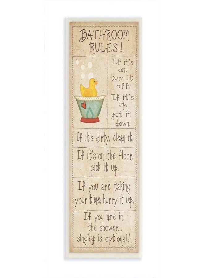 Stupell Industries The Stupell Home Décor Collection Bathroom Rules Rubber Ducky Tall Bathroom Wall Plaque, 7 x 0.5 x 17, Proudly Made in USA - Image 1