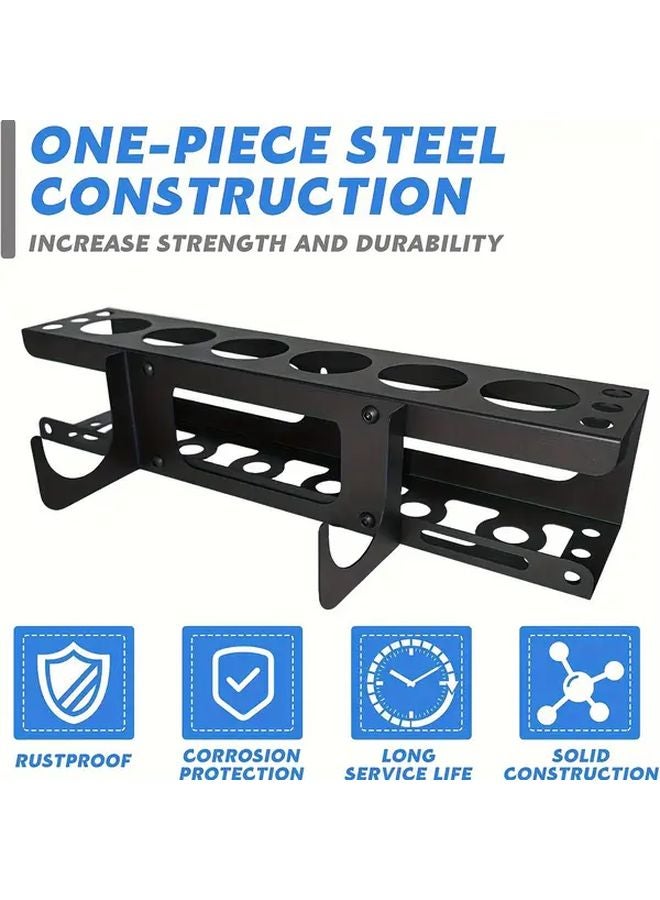 Black Wall Mounted Caulking Gun Storage Rack Holds 6 Tubes Nozzles Heavy Duty Metal - Image 3
