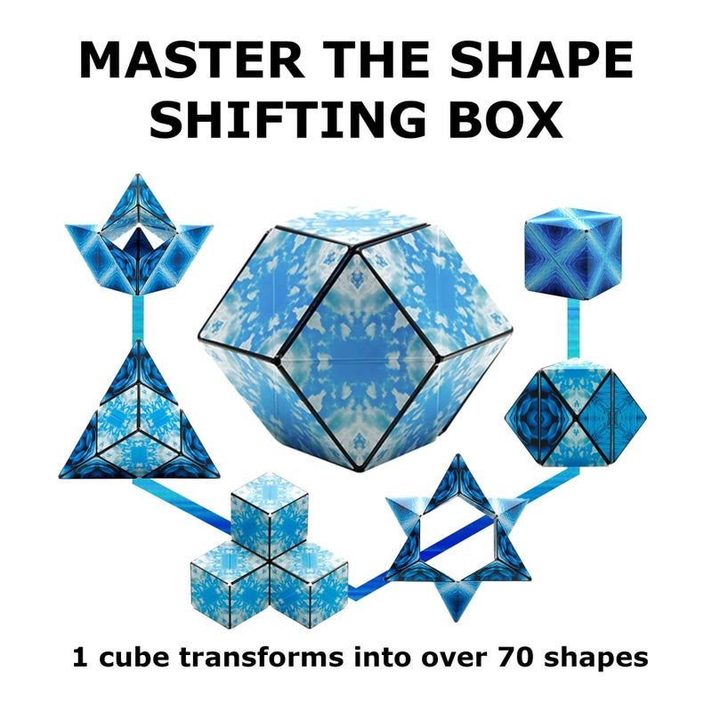 SHASHIBO Shape Shifting Box - Award-Winning Fidget Toy w/ 36 Rare Earth Magnets - Fidget Cube Transforms Into Over 70 Shapes, Sensory Toy Gift for Kids, Teens, and Adults (Blue Planet) - Image 4