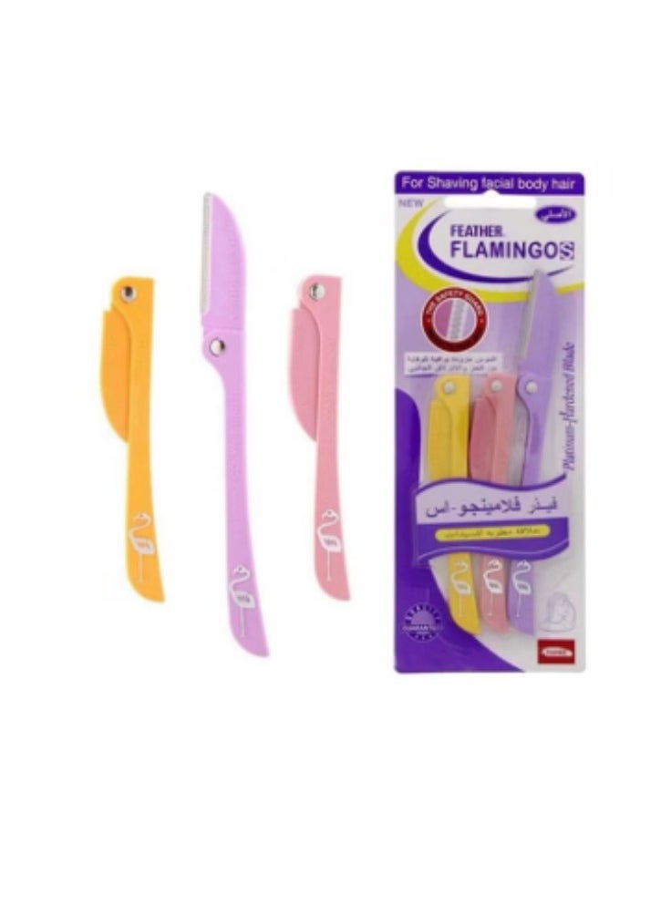 Feather-Flamingo - 3-Piece Flamingos Ladies Razor For Facial And Body Hair - Image 1
