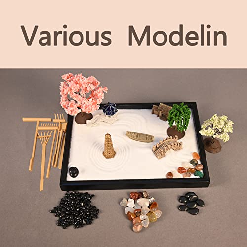Yoquare Mini Zen Garden, White Sand, 10" x 7" Rectangular Plastic Tray with Meditation Accessories - Image 3