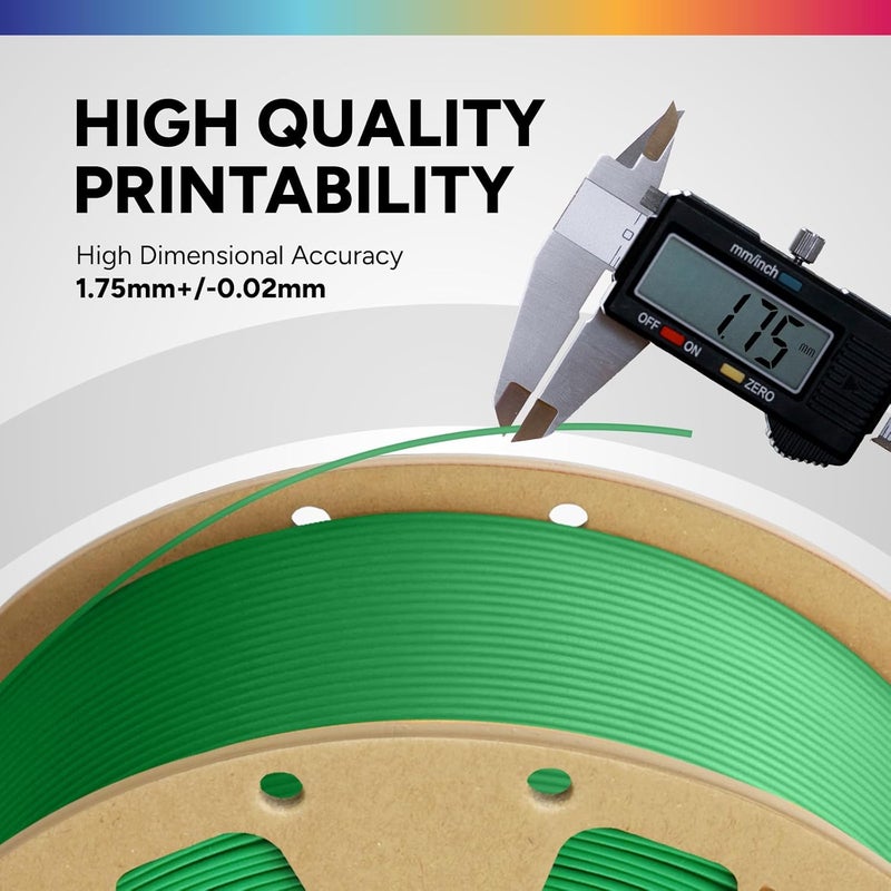 OVERTURE PLA Filament 1.75mm, Neatly Wound 3D Printer Filament 1kg Spool (2.2lbs), Dimensional Accuracy +/- 0.02 mm, Fit Most FDM 3D Printers (Green) - Image 3