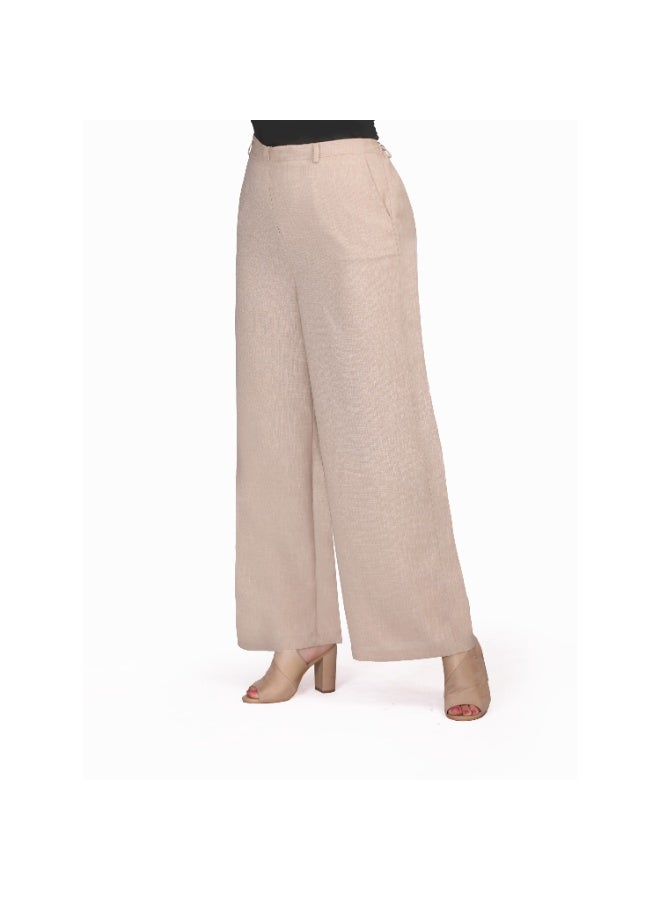 Smoky Egypt Women's High Waist Wide Leg Pants With Pockets-Cafe - Image 2