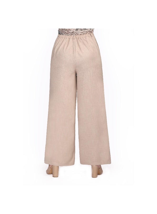 Smoky Egypt Women's High Waist Wide Leg Pants With Pockets-Cafe - Image 4