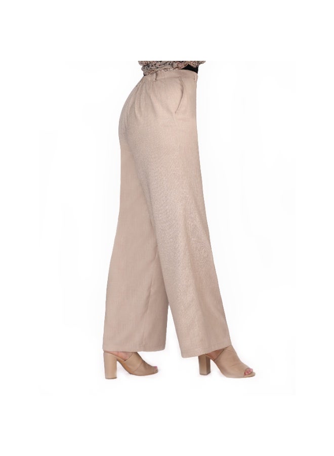Smoky Egypt Women's High Waist Wide Leg Pants With Pockets-Cafe - Image 5