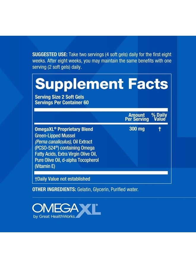 OmegaXL مكمل دعم المفاصل - دعم طبيعي للعضلات، زيت بلح البحر ذو الشفاه الخضراء، كبسولات هلامية لينة - 120 حبة - Image 2