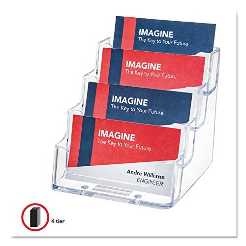 deflecto 4-Pocket Business Card Holder, Holds 200 Cards, 3.94 X 3.5 X 3.75, Plastic, Clear - Image 5