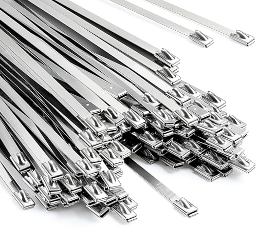 XUTTUM 150PCS Heavy Duty Zip Ties 200 Pounds Tensile Strength 118Inch Metal Zip Ties AntiUv Suitable For Chain Link Fence ComponentsWire Mesh RollsExhaust WrapsOutdoor Poultry Fencing - Image 1