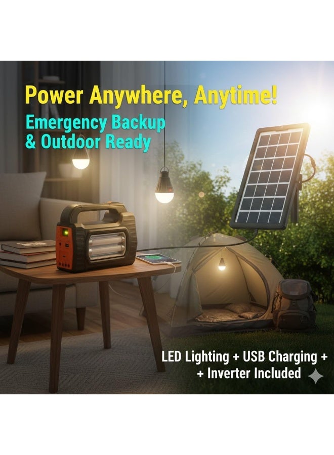 دينكس طاقة شمسية محمول مع لوحة شحن وكشاف LED وثلاث لمبات إضاءة - Image 5