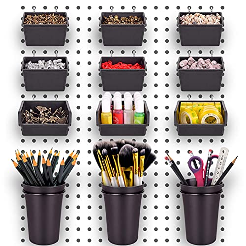 G.CORE 12 Pack Pegboard Bins PegBoard Cups with Hooks & Loops, Peg Board Hooks Assortment Organizer Accessory, Various Tools Storage Arrange System Kit for Garage Craft Workshop Workbench Hobby Office - Image 1