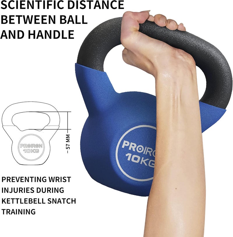 Cyber أوزان كيتل بيل مغطاة بالنيوبرين، كيتل بيل من الحديد الزهر، كيتل بيل لتدريب القوة، لرفع الأثقال، والتكييف، وتدريب القوة والعضلات الأساسية 10 كجم - Image 4