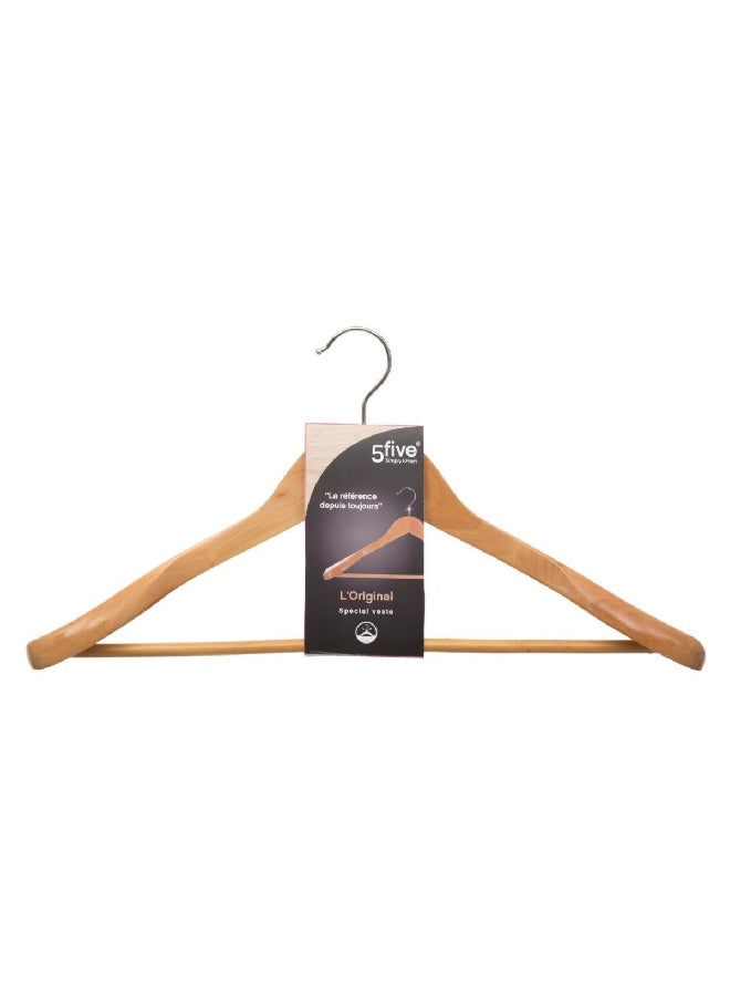 Five Simply Smart Durable High Quality Wooden Cloth Hanger Beige and Silver 22.2 x 44.5 x 5.8 cm 151512 - Image 2