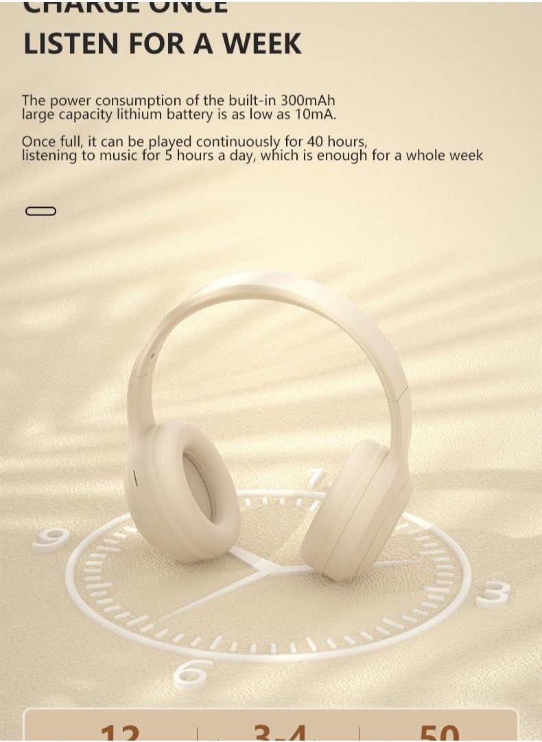 JBLTM - Over-ear wireless Bluetooth headset, noise reduction, HD sound quality, strong bass, lightweight and foldable, waterproof, with microphone, suitable for laptop recording study travel - white - Image 1