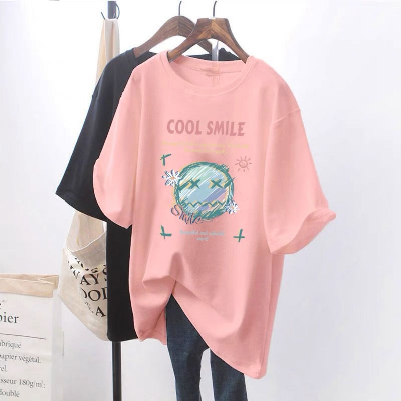 Stylish Maternity Nursing Tee Summer Pink Flower Devil [Side Opening]] 
