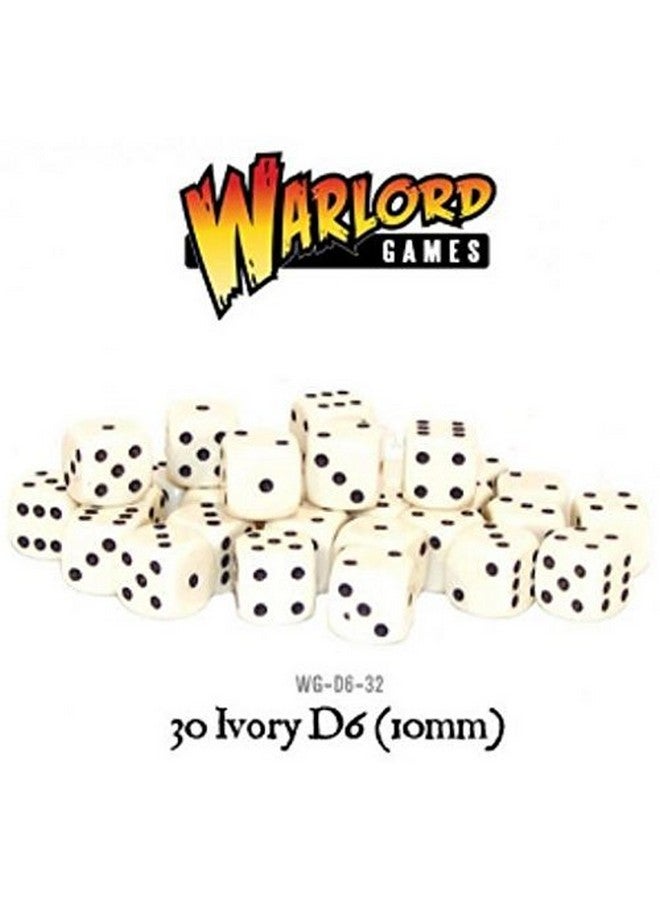 Warlord Games 30x 10mm Ivory Coloured Spot Dice Set | for Classic and Professional Tabletop Dice Games