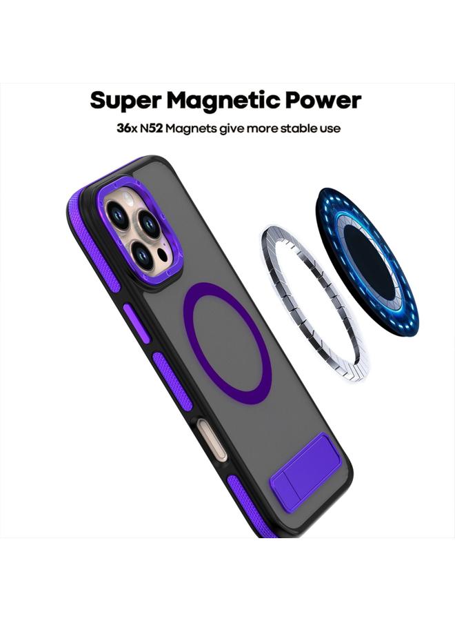 S-TOP Case For iPhone 16 Pro Max Dual-Color Skin Feel Magsafe Phone Case with Holder - Image 3