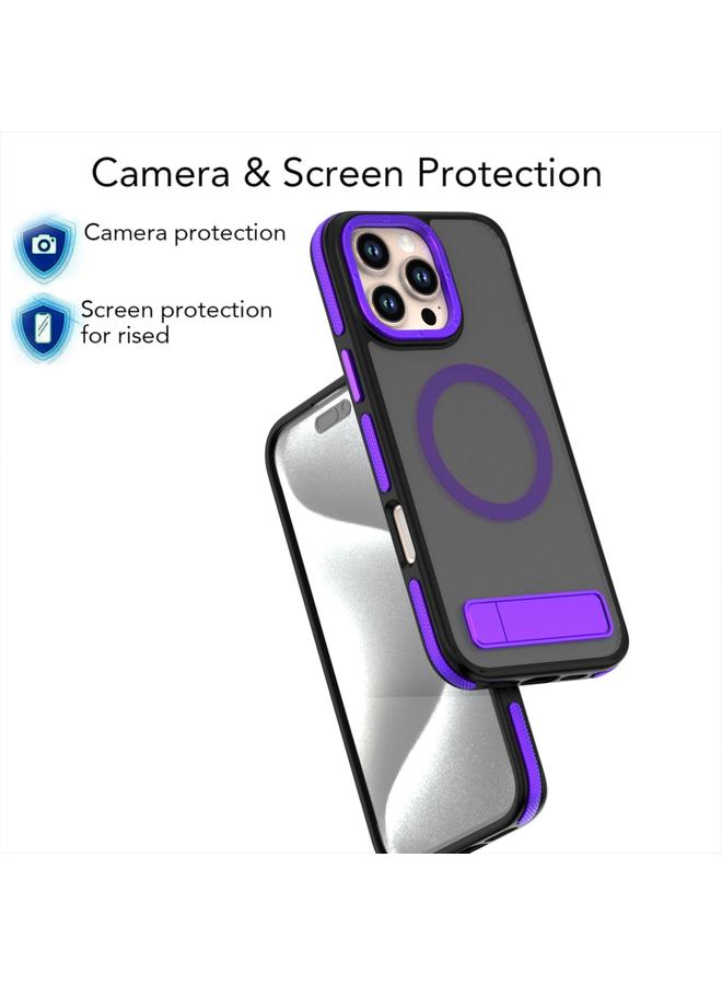 S-TOP Case For iPhone 16 Pro Max Dual-Color Skin Feel Magsafe Phone Case with Holder - Image 5
