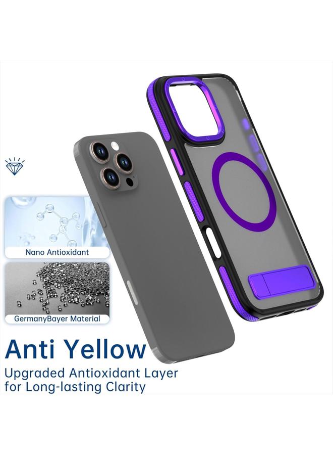 S-TOP Case For iPhone 16 Pro Max Dual-Color Skin Feel Magsafe Phone Case with Holder - Image 4