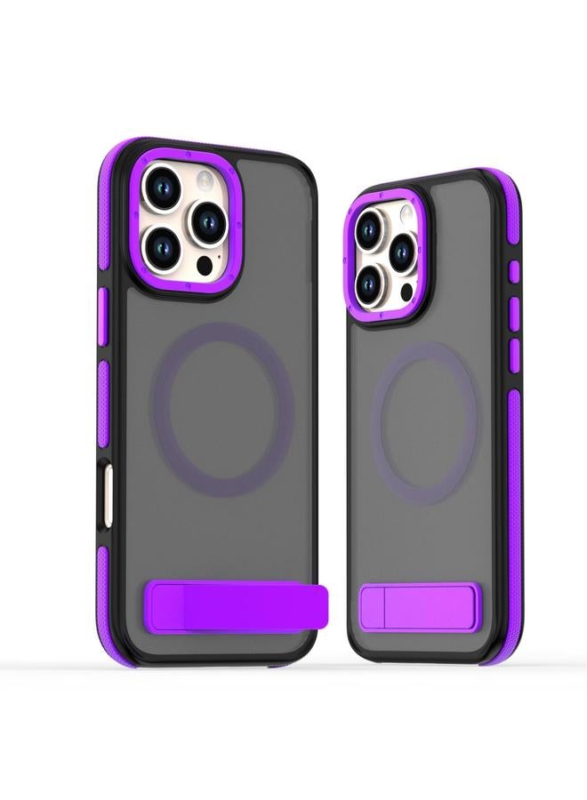 S-TOP Case For iPhone 16 Pro Max Dual-Color Skin Feel Magsafe Phone Case with Holder - Image 1