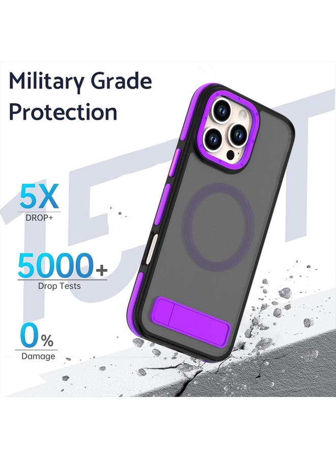 S-TOP Case For iPhone 16 Pro Max Dual-Color Skin Feel Magsafe Phone Case with Holder - Image 2