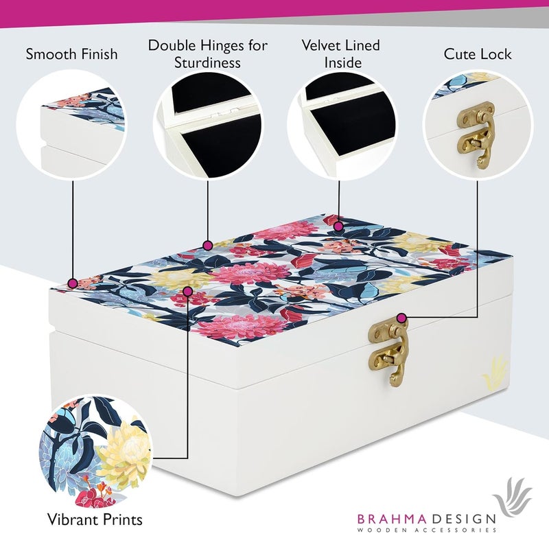 BRAHMA DESIGN BRAHMA DESIGN Decorative Gift Box for Presents in Mia Floral Design Size 8 x 5 x 275 Jewellery Box Tarot Box Vintage Box Knickknacks Storage Trunk Organiser Gift Box for Packing  - Image 3