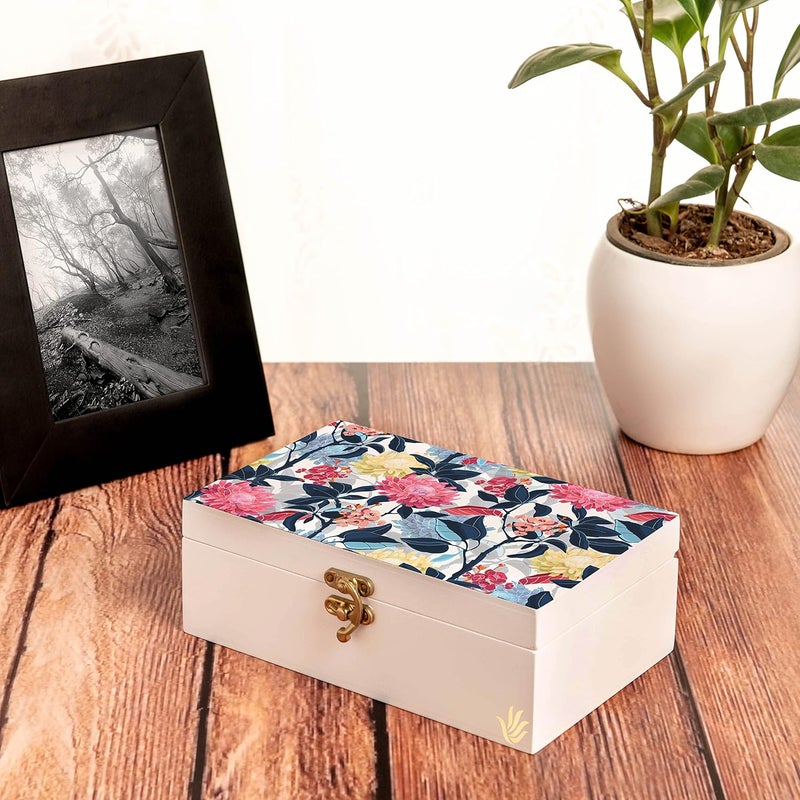 BRAHMA DESIGN BRAHMA DESIGN Decorative Gift Box for Presents in Mia Floral Design Size 8 x 5 x 275 Jewellery Box Tarot Box Vintage Box Knickknacks Storage Trunk Organiser Gift Box for Packing  - Image 5
