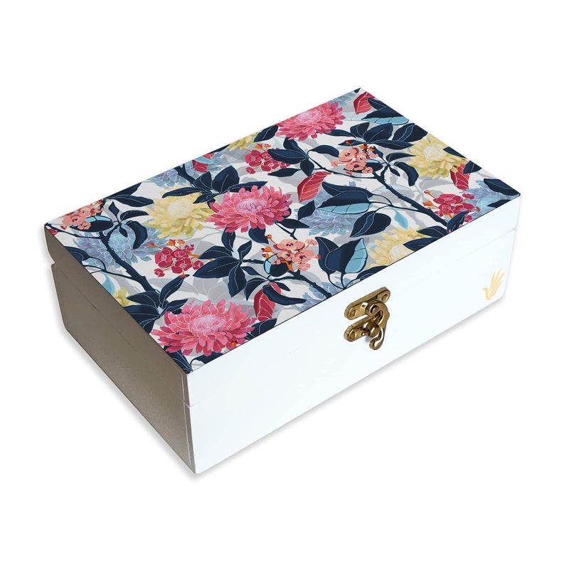 BRAHMA DESIGN BRAHMA DESIGN Decorative Gift Box for Presents in Mia Floral Design Size 8 x 5 x 275 Jewellery Box Tarot Box Vintage Box Knickknacks Storage Trunk Organiser Gift Box for Packing  - Image 1
