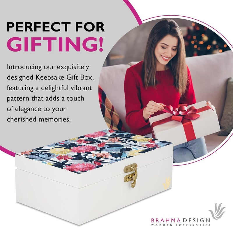 BRAHMA DESIGN BRAHMA DESIGN Decorative Gift Box for Presents in Mia Floral Design Size 8 x 5 x 275 Jewellery Box Tarot Box Vintage Box Knickknacks Storage Trunk Organiser Gift Box for Packing  - Image 4