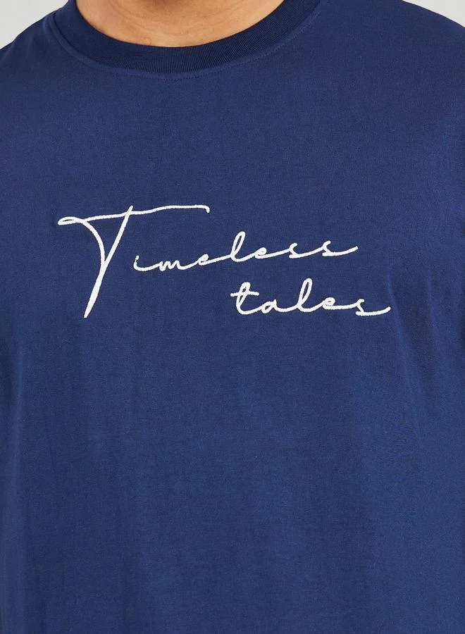 Styli Cotton Rich Oversized Embroidered Timeless Tales T-Shirt