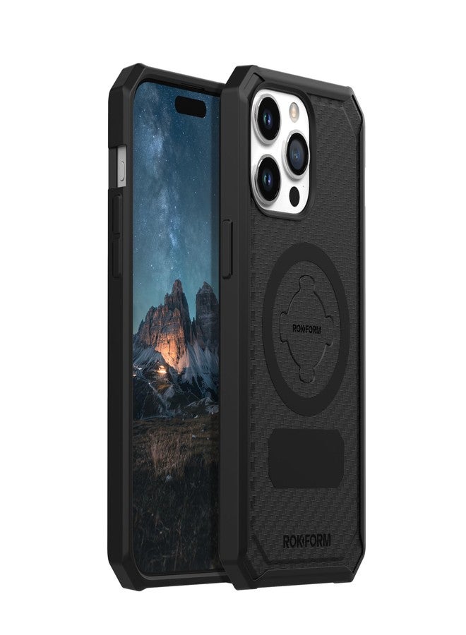 Rokform - iPhone 15 Pro Max Case, Rugged Series, Magnetic 15 Pro Max Cover with RokLock Twist Lock, Drop Tested Armor (Black) - Image 1