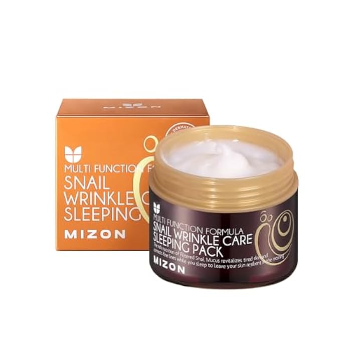 MIZON Snail Wrinkle Care Sleeping Pack Snail Mucin Nourishing mask with Adenosine Shea Butter Overnight Firming Mask for Damaged Skin Fine Line (2.7 FL oz) - Image 1