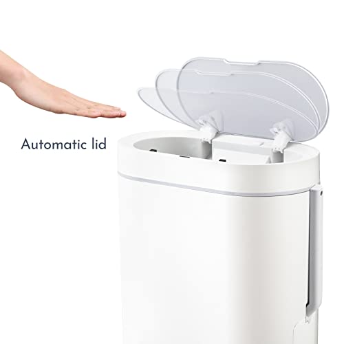 ELPHECO Bathroom Trash Can with Toilet Brush 2.5 Gallon Waterproof Trash Bin Smart Garbage can with lid Motion Sensor Waste Bin Automatic Bathroom Decor (White) - Image 5