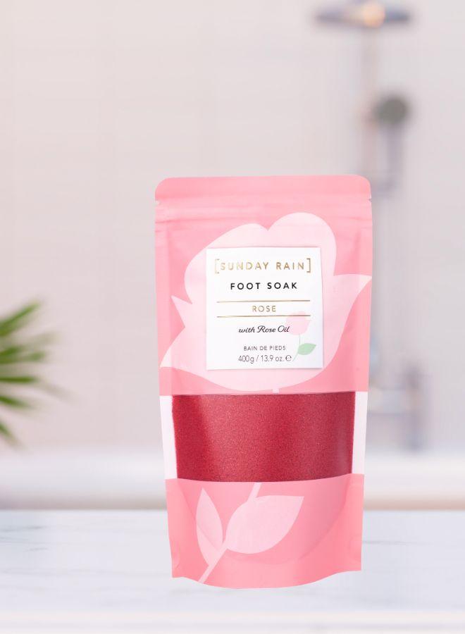 Sunday Rain Rose Foot Soak – 400g | Relaxing Floral Foot Bath Crystals | Hydrating & Softening Soak for Tired Feet | At-Home Spa Pedicure Essentials - Image 1