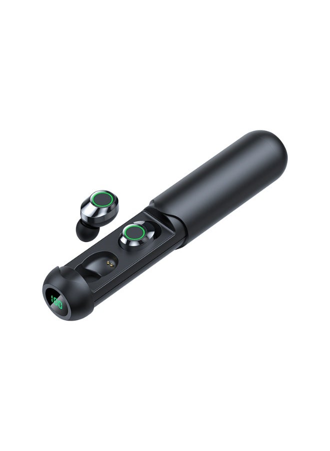 Wireless Bluetooth Black Earbuds Earphones with LED Charging Case, Compact True Wireless TWS Earbuds Earphone with Charger Charging Box, Lightweight Bluetooth Long Playtime Standby Fast Charging Earphones 24H Play with Charging Case - Image 1