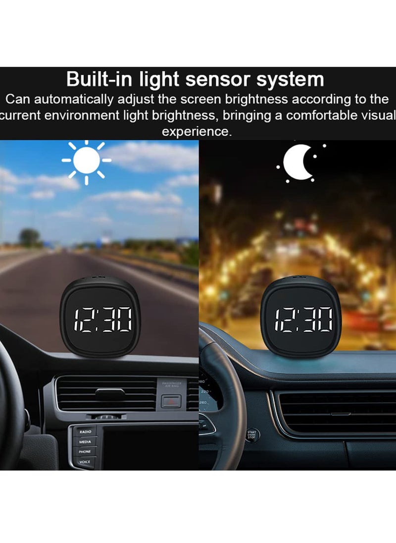 Rock Pow - LED Digital Car HUD Headup Display Speedometer Support MPH/KMH Time Display Overspeed Alarm Fatigue Driving Reminder with Light Sensor - Image 1