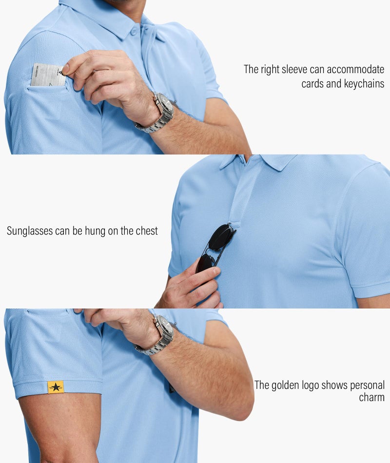 ZITY 5 Pack Mens Polo Shirt Short Sleeve Sports Golf Tennis T-Shirt Moisture-Wicking Summer Shirts White Moon Bluegreen Turquoise Sky XL - Image 2