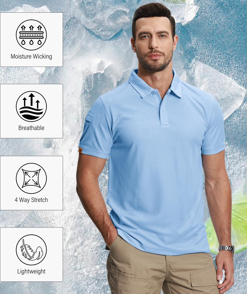 ZITY 5 Pack Mens Polo Shirt Short Sleeve Sports Golf Tennis T-Shirt Moisture-Wicking Summer Shirts White Moon Bluegreen Turquoise Sky XL - Image 5