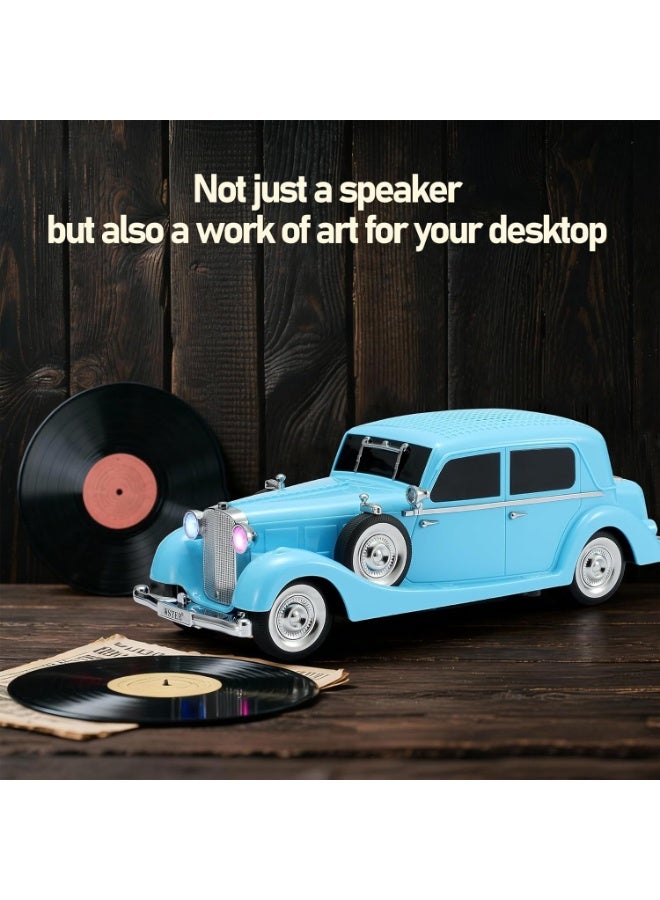 Lacoz WS-1934 Retro Classic Car Bluetooth Speaker Vintage Car Design Wireless Speaker with FM Radio, TF Card, USB Playback, Hands-Free Calling & TWS Support 1500mAh Battery, HD Stereo Sound Blue - Image 5