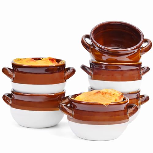 Vumdua Soup Bowls with Handles, 16 Oz Ceramic French Onion Soup Bowls (Brown) - Image 1