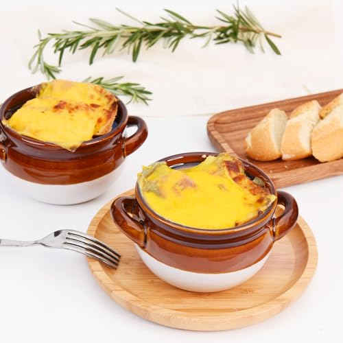 Vumdua Soup Bowls with Handles, 16 Oz Ceramic French Onion Soup Bowls (Brown) - Image 4
