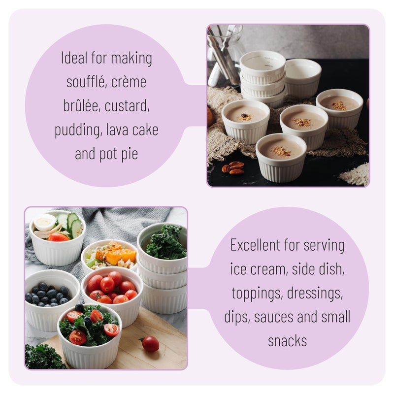 Brew To A Tea BTaT- Ramekins, 8 oz, Set of 8, Ramekins for Baking, Ramekin with Measurement Markings, Creme Brulee Dishes, Souffle Cups, Custard Cups, Ceramic Bakeware, Souffle Dish, Small Ceramic Bowl, Christmas Gifts - Image 5