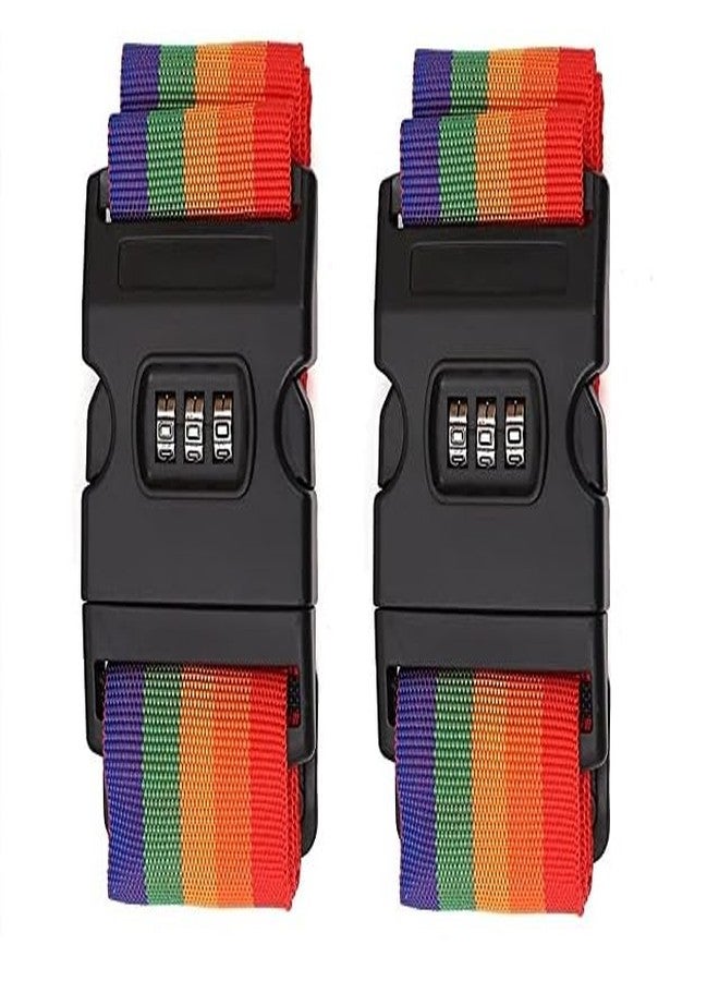 Rasdion Luggage Straps for Suitcases TSA Approved Travel Belt 2 Pack (Rainbow) - Image 1