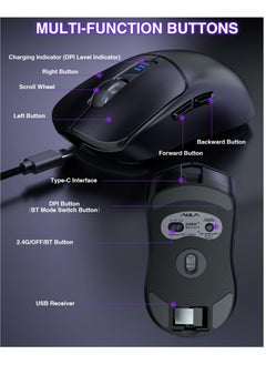 AULA SC580 Wireless Gaming Mouse Tri-Mode 2.4G/BT5.0/USB-C Ergonomic Computer Mouse  - Image 5