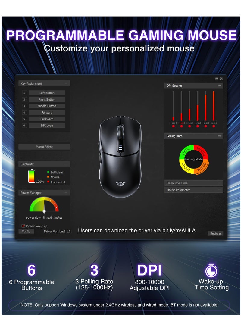 AULA - SC580 Wireless Gaming Mouse Tri-Mode 2.4G/BT5.0/USB-C Ergonomic Computer Mouse - Image 1
