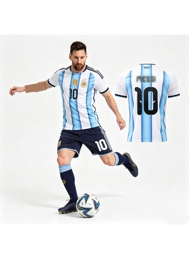 HOMESTAR Kids Football Jersey Set, New Argentina Messi Jersey 10 With Socks Football Uniform Set – New Argentina Home 10 Jersey With Socks, Kids Soccer Shirt Sportswear Set, Ideal For Fans and Players - Image 2