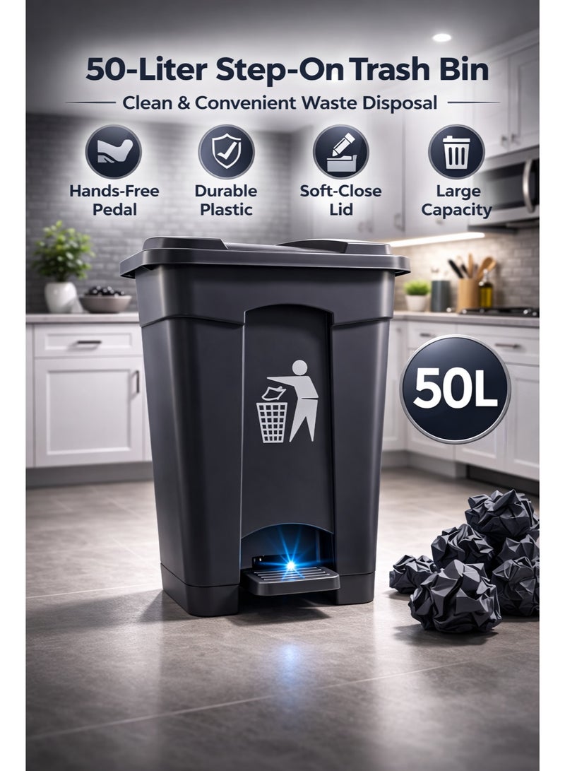 ALMUFARREJ سلة المهملات، سلة المهملات، سلة المهملات، سلة المهملات، سلة المهملات، المطبخ والحديقة الخارجية حجم كبير مع فتاحة باب دواسة نفايات القمامة 45 لتر - Image 3