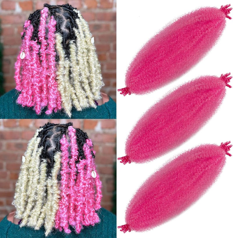 Chicmoi Pink Marley Hair for Kids 3 Pack Pre-Separated Spring Twist Hair for Soft Locs Hot Pink Kids Braiding Hair 16 Inch Springy Afro Twist Crochet Hair Marley Twist Braiding Hair - Image 1